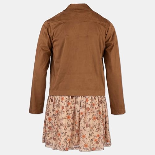 Speechless Girls' Long Sleeve Mesh Dress and Sueded Fringe Jacket3