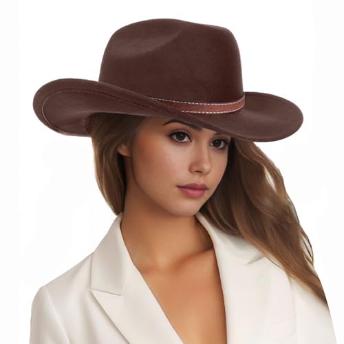 Generisch Sombreros de verano para hombre y mujer, pequeño, corto, ala ancha, playa, ganadero, sombreros de vaquero, sombrero para el sol infantil, café, talla única