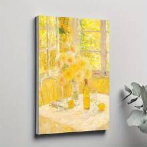 Impression sur toile fleur jaune XBTYKPB 70x90 cm avec cadre interne pour décoration