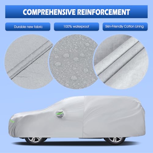 Image of Car Cover Fit for Chevrolet Chevy Traverse 2009-2026, Migaven Waterproof Full Exterior Cover Sun Rain Protection with Door Zipper and Cotton Lining