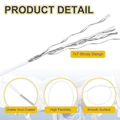 Câble en acier inoxydable blanc étanche pour corde à linge et suspension lumineuse - 3