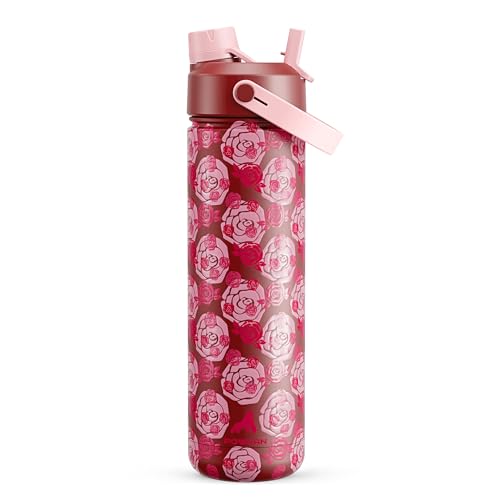 POWCAN 26 oz Insulated Water Bottle: 2-in-1 Straw and Spout Lid, Leak-proof