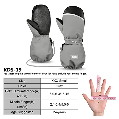 Mcti Kids Mittens With String Kds-19 One Pair(Gray, Xxx-Small) Ski Gloves For Kids Dx-03K One Pair(Black, Xxx-Small) #TOP1