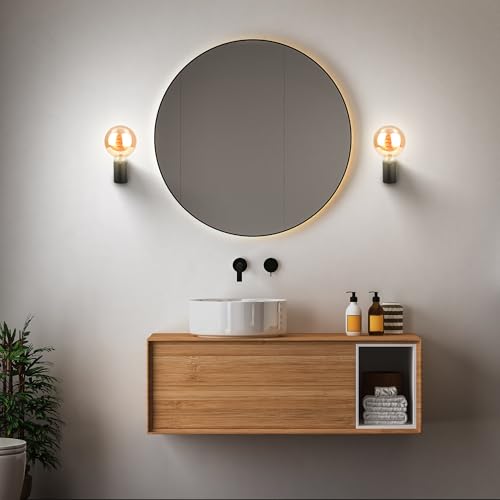 BRILONER - Spiegelleuchte Bad IP44 Spritzwasserschutz, E27 max. 10W, Wandmontage, Badezimmerlampe, Spiegellampe Bad, Lampe Badezimmer, Badlampe Wand, Wandlampe Badezimmer, 4,5 x 8 x 9,5cm, Schwarz