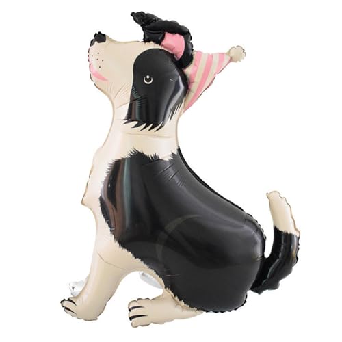 Gleemix Border Collie Luftballon, XXL Hunde Folienballon, 3D Tiere Geburtstag Deko, Hunde Deko Kindergeburtstag für Jungen, Mädchen, Hund Geburtstag, Babyparty