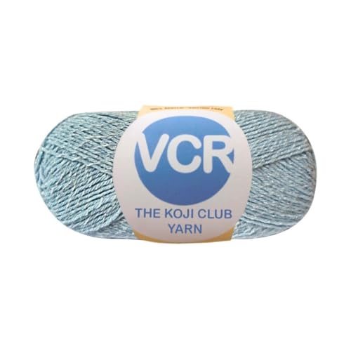 Image of VCR White and Sky Blue Color Yarn, 100 Grams Hank, 275 Meters Length, 80% Acrylic, 20% Nylon Ball The Koji Club Yarn for Crochet and Knitting, Pack of 1, Suitable for DIY