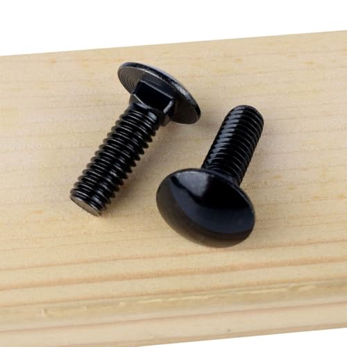 Image of 1 /2-13 x 1-1 /2 inch Carriage Bolts Screws Black Finish, Round Head Square Neck, 304 Stainless Steel 18-8, UNC Full Machine Coarse Thread, 5Pcs
