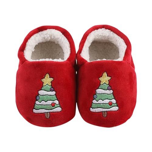 sfdgfhyf Indoor Shoes for Toddler Infant Christmas Booties Soft Baby Santa Winter Warm Fleece Slippers Snow Boots Crib