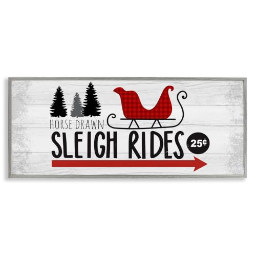 'Sleigh Rides Rustic Grain Pattern Holiday'| Framed Giclee Art