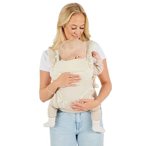 Ickle Bubba Seren Baby Carrier (Stone) – 3-in-1 Ergonomic Carrier for Babies 10lb–33lb, Breathable & Lightweight with Lumbar Support, Adjustable Fit, Ideal for Hands-Free Parenting