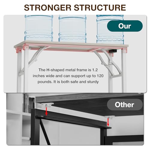 Image of TEMI Small Computer Desk Folding Table - No Assembly, Compact 35.8 inch Foldable Desk with Power Outlets & USB Charging Port, Portable Small Office Desk, Ideal Mini Study Table for Narrow Spaces,White Ash