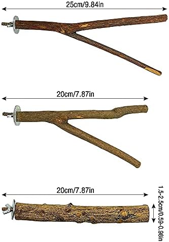 YeenGreen Bird Branches Perch, 5 Pcs Natural Wood Bird Y Perches, Bird Perch Natural Grape Stick, Bird Parrot Perches, 5 Pcs Rattan Balls for Parrots Birds Parakeets Cockatiels Finches Accessories
