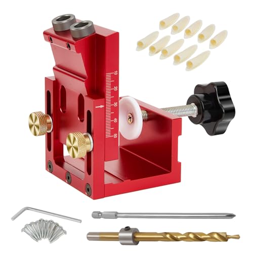 3-in-1 Pocket Hole Jig Kit for Woodworking: Accurate Angled Carpentry with Versatility for Joint Angle Includes Drill Bit and Plugs * 10