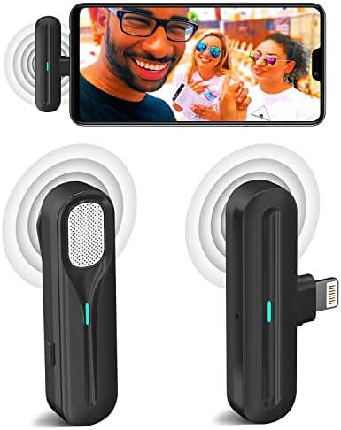 PWAY Wireless Lavalier Microphone for iPhone iPad, 2.4GHz Plug an...