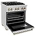 ZLINE Autograph Edition 30 in. 4.0 cu. ft. Legacy Dual Fuel Range with 4 Burner Gas Cooktop and Electric Convection Oven in Stainless Steel and Champagne Bronze Accents (RAZ-30-CB)