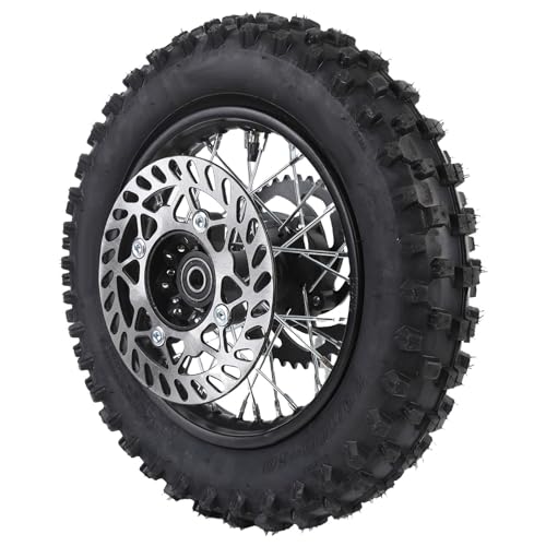 CHICIRIS Wheel Rim Tire Assembly, 80/100-10 3.00-10 12mm Axle 10 Inch Rear Wheel Rim Tyre for Dirt Bikes Mini Motorcycle