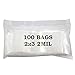2x3 Plastic Zip Top Bags (Package of 100) Resealable Zipper Poly Bags