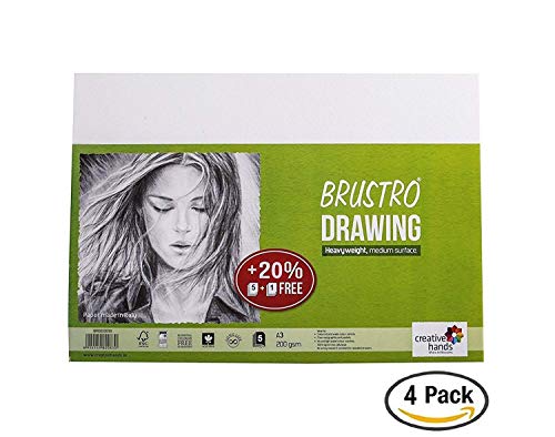 Image of Brustro Drawing Papers A3, Pack of 20 + 4 Free Sheets & Brustro Artists Watercolour Paper, 300 GSM, Cold Pressed, 5+1 Sheet