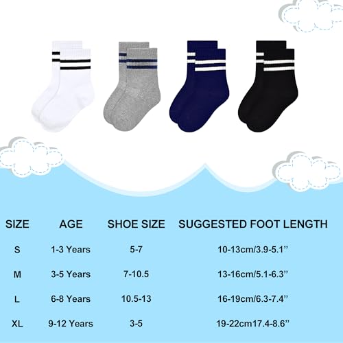 Image of 12 Pairs Boys Socks Kids Toddler Crew Socks Boys Athletic Sock Black for Boy Girls,1-12 Years.