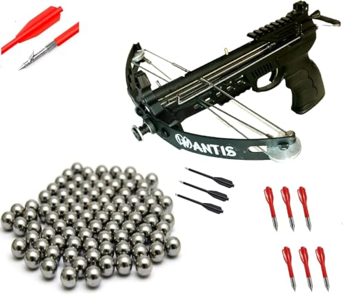 60lbs Mantis Compound Pistol Crossbow. Shoots Steel Balls and Regular Arrows. Featuring Fishing...