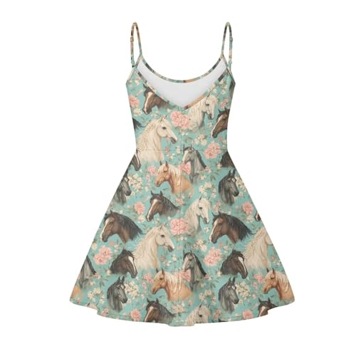 Image of Women's Spaghetti Strap Dress Summer Casual Swing Sundress Girls Beachwear Swing Mini Dress
