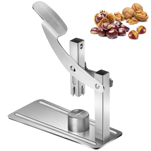 Chestnut Cutter Tool, 304 Stainless Steel Chestnut Opener with Non-Slip Handle, Metal Nut Cracking Tool for Kitchen Use, Multifunctional Walnut Clip