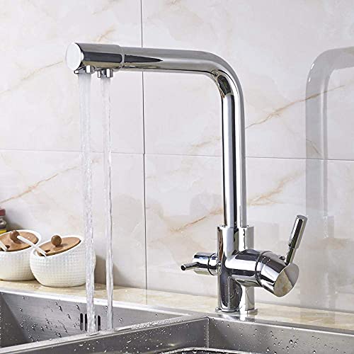 Robinet mitigeur de cuisine chrome avec sortie eau pure et bec pivotant - 2