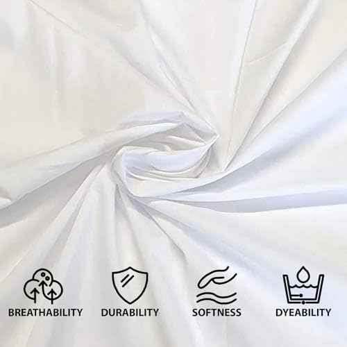 Image of Cotton King Cambric Cotton Fabric - 3 Meters 36 Inches Width - Soft, Lightweight Material for Dressmaking, Embroidery, Tie-Dye, Shirts, Kurtis, Craft & Home Decor - High Thread Count Cotton Fabric