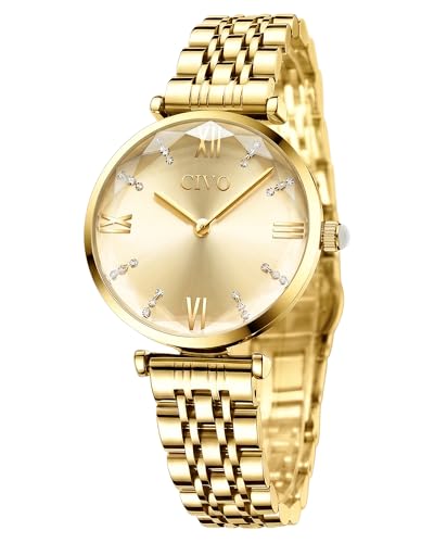 CIVO Montre Femme Or Acier Inoxydable Bracelets de Etanche Luxe Analogique Quartz Mode Décontractée Cadeaux