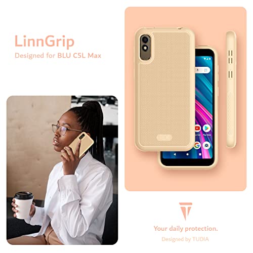 Tudia Slim Grip Designed For Blu C5L Max Phone Case, [Linngrip] Shockproof Lightweight Non-Slip Soft Tpu Ultra Slim Protection For C5L Max Phone Case (Peach) #TOP6