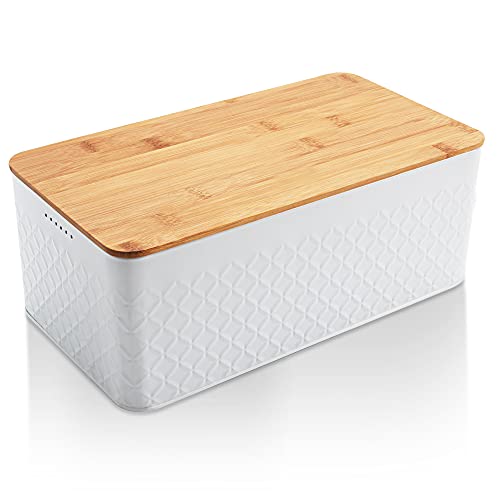 RIXESS Panera con tabla de cortar integrada. Caja para el pan de metal elegante...