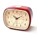 Kikkerland Retro Alarm Clock – Vintage Decor for Bedroom, Nightstand, Living Room, or Office – Battery Operated, Decorative Analog Clock, Red