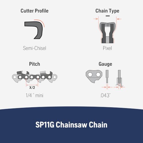 Image of Husqvarna X-Cut SP11G 12 inch Chainsaw Chain, 1 /4 inch Mini Pitch .043 inch Gauge