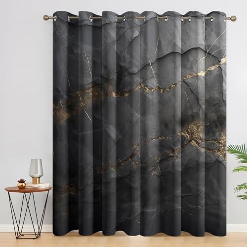 Generisch Schwarz Gold Marmor Vorhänge Wohnzimmer, Verdunklungsvorhänge...
