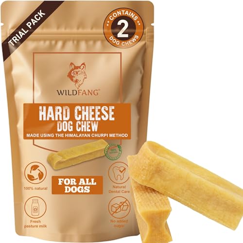 Wildfang® Yak-Kausnacks für Hunde, Probierpaket (ca. 42 g) – Himalaya Yak-Käse Hundekaustangen, Natürliche Hundeleckerlis, Welpen-Beißspielzeug, Harte Churpi-Dentalsticks für Hunde, 2er-Pack