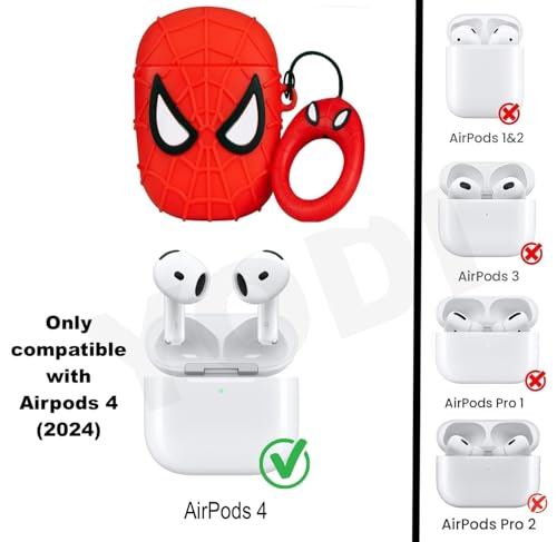 Image of YODI Case Cover for Airpods Pro|Pro 2|Airpods Pro 3|Airpods 4 Pouch, Silicone Cases with Cleaner Kit 360 Drop Protection,Shock-Resistant ((Spider-Man), Airpods 4)