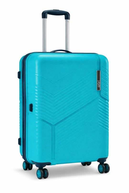 Image of Safari Carter Hard-Sided Polypropylene Luggage Trolley Bag, 3 Years Warranty (Cyan-Color Matching, Medium (67cm))