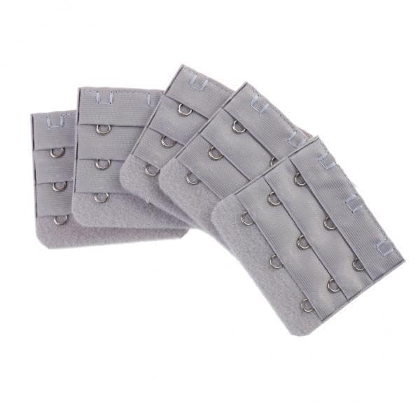 snappsy 3x5pcs Elastic Bra Strap Extension Bra Extenders 3X 3 Hook Gray-picture-22