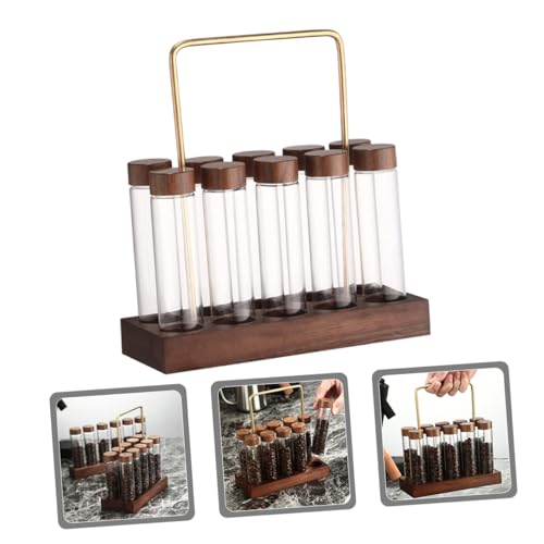 Tubo de almacenamiento para café con soporte de madera nogal miniatura 6