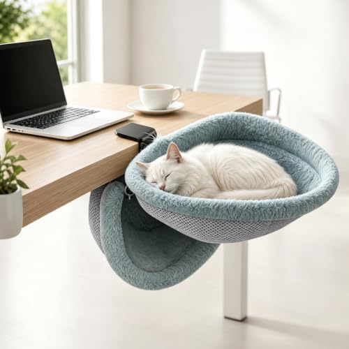 Cama de escritorio plegable para gatos, extremadamente estable y plegable