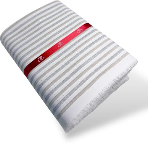 Image of JHABAK'S Unstitched Striped Shirt Fabric for Men - Cotton Linen Blend Lining Material - Shirt and Kurta Piece Cloth