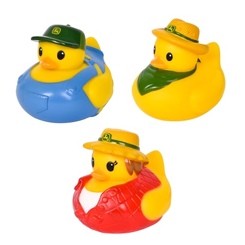 John Deere Rubber Duck - Collectible Farm Duckies in Assorted Cowboy & Farmer Inspired Styles - 3 Pack
