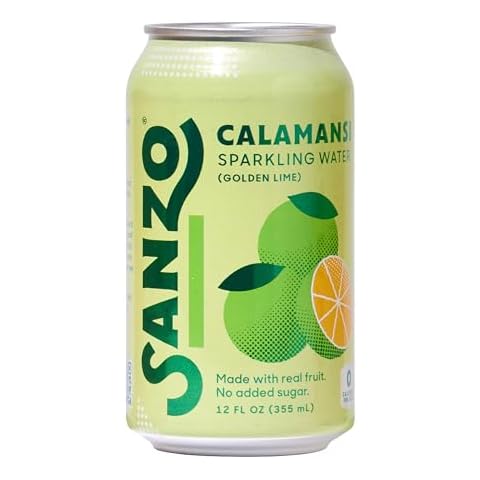 Sanzo Flavored Sparkling Water - Calamansi (Lime) 12-Pack - Carbonated Drink Made with Real Fruit and Sugar-Free - Non-GMO, Gluten-Free & Vegan - 12 Fl Oz Cans - Tart Lime with Hints of Tangerine Cover