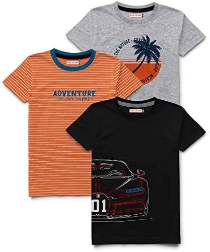 Image of HELLCAT Boys Round Neck Printed Blended Cotton Tshirt -Combo Pack of 3