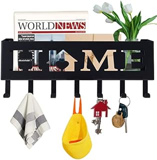 VOIMO Wall Mounted Key Holder for Wall, 7 Hooks Key Rack Mail Organizer, Metal Decor Letter Hanger with Key Hooks for Wall Mounted Key Hanger, Coat Umbrella Key Storage for Hallway, Entryway, Office