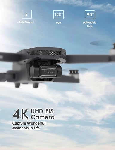 Drone GPS com câmera para adultos 4K, 249 g 2 eixos Gimbal RC Video Drone para iniciantes com alcanc