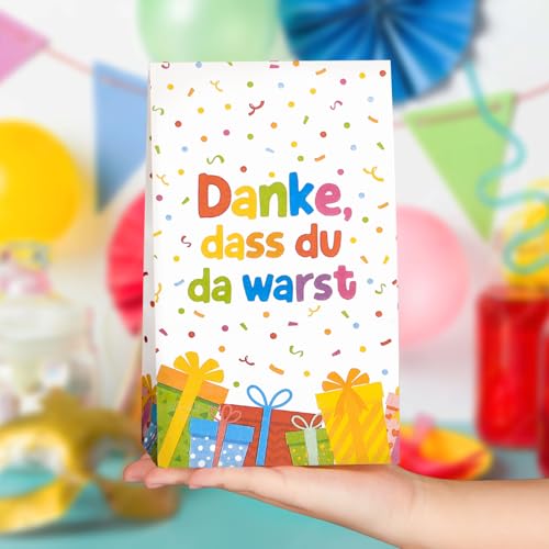 COMOOKA 12 Stück Geschenktüten Kindergeburtstag 24x13x8cm Mitgebsel Tüten mit 12 Aufklebern Geburtstagstüten Kinder Papiertüten zum Befüllen für Give Aways Partytüten