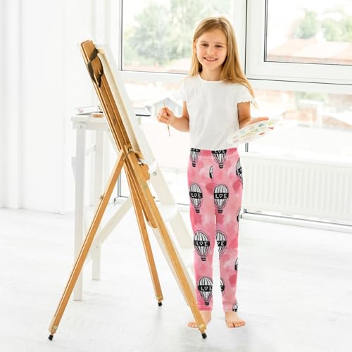 ALAZA Girls' Leggings Children's Yoga Pants Skinny Printed Dance Hot Air Balloon Love Comfortable 4T4