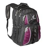 Exos Commuter Backpack - 29L Padded Laptop Bookbag for Work, Business and School - Travel Backpack Bag with Laptop Compartment for Men and Women - Fits Up To 17' Computers (Black/Purple)