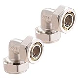 ANCIMOON 2PC 3/4’’ Elbow Air Piping Fittings, Brass-Nickel Plated, 200PSI, Air Fittings For Shop Garage Compressed Air line System Kit